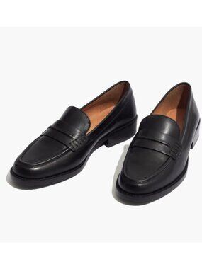 Madewell Elinor Loafer in leather black loafers size 9 Penny Loafer